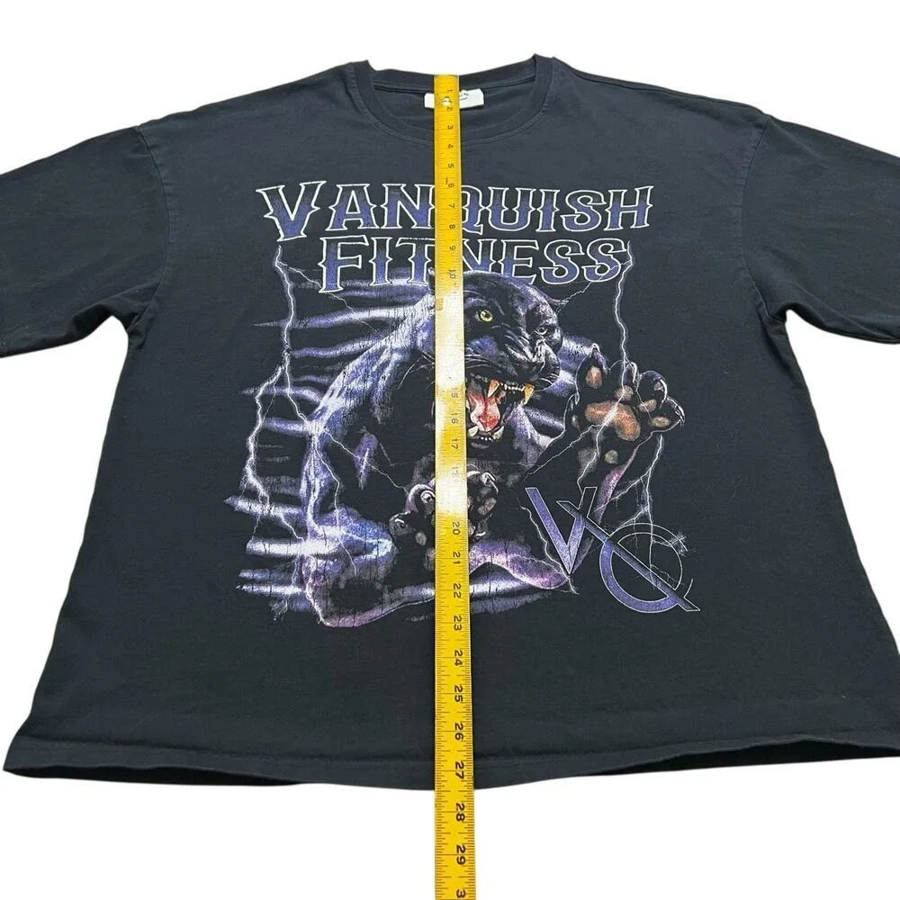 Vanquish Fitness T-Shirt Mens Small Black Panther Graphic Oversized VQ Tee‎